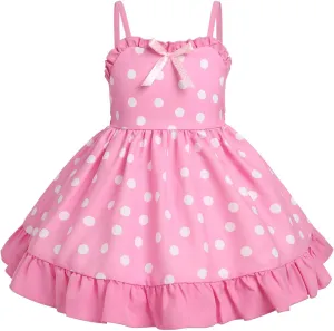 IBTOM CASTLE Toddler Baby Girl Tutu Dress Princess Backless Polka Dot Ruffle Dress First Birthday Party Cake Smash Outfit