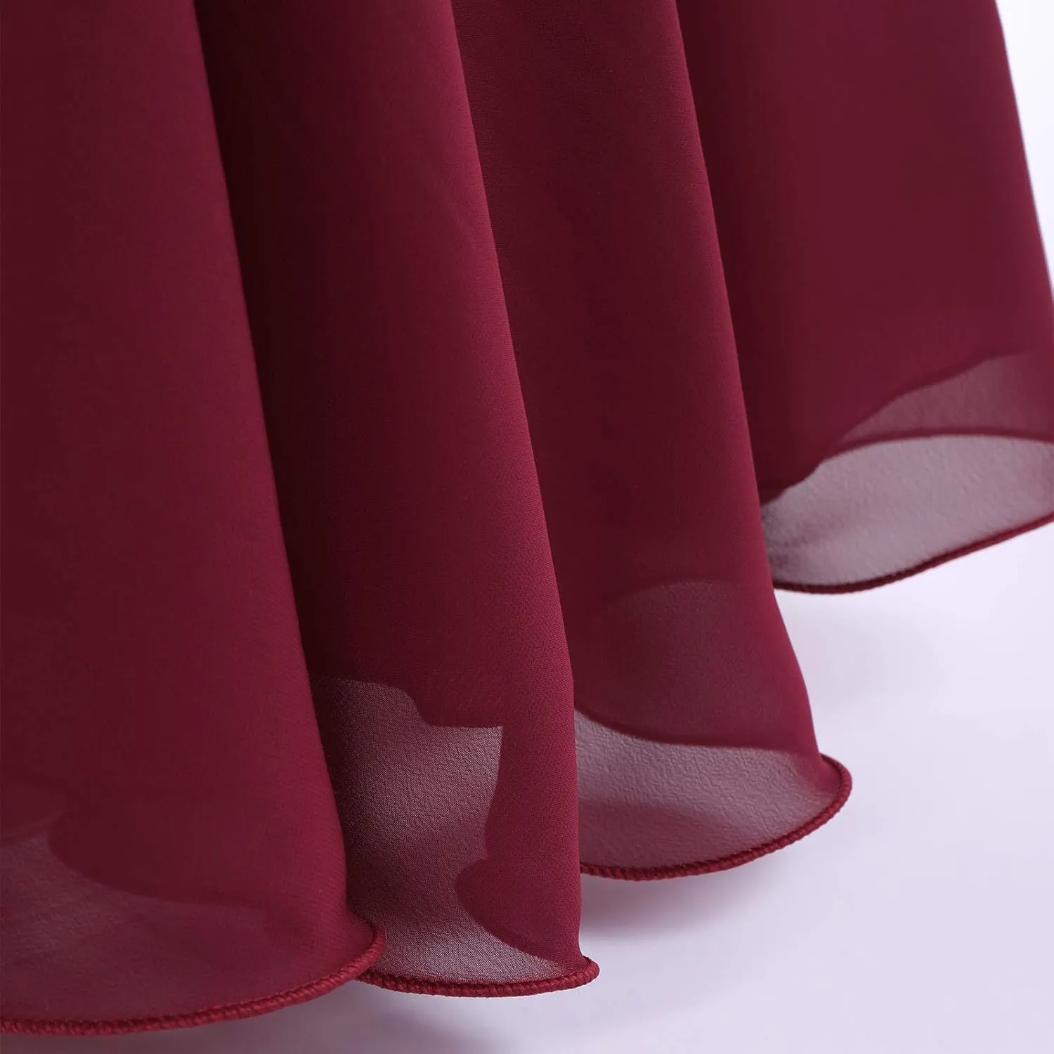 IWEMEK Chiffon Flower Girl Dresses Cap Sleeves Long Dress Wedding Pageant Bridesmaid Ball Gowns Floor Length Dress with Belt