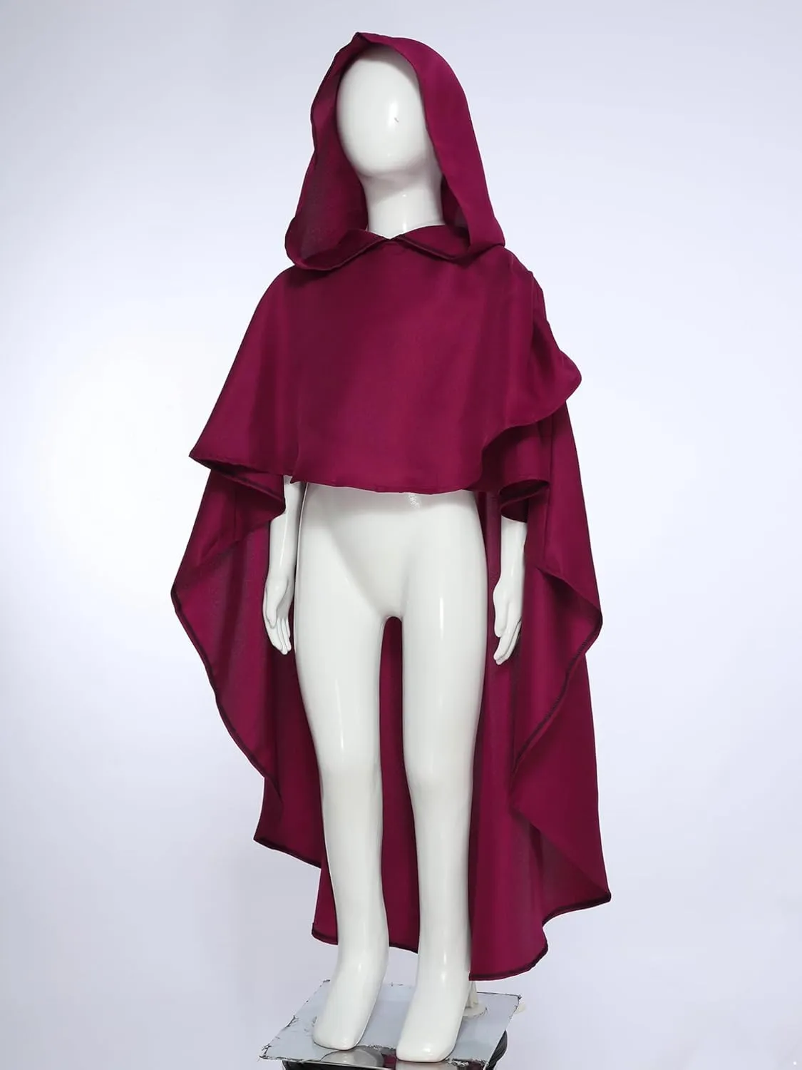 JEATHA Medieval Renaissance Hooded Cloak High-Low Robe Ponchos Capes for Kids Halloween Fancy Dress Up