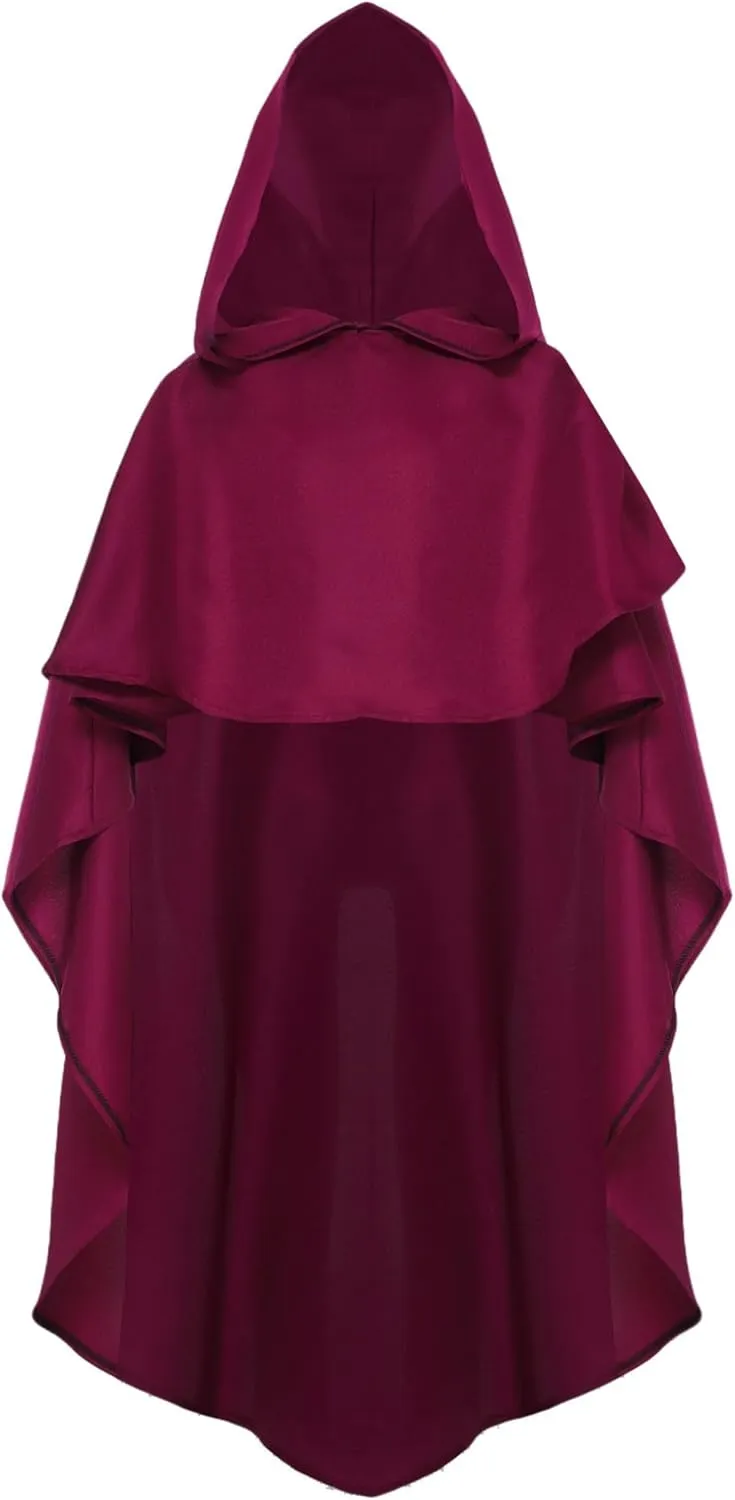 JEATHA Medieval Renaissance Hooded Cloak High-Low Robe Ponchos Capes for Kids Halloween Fancy Dress Up