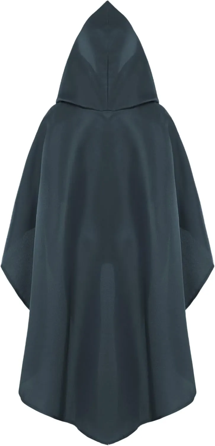 JEATHA Medieval Renaissance Hooded Cloak High-Low Robe Ponchos Capes for Kids Halloween Fancy Dress Up