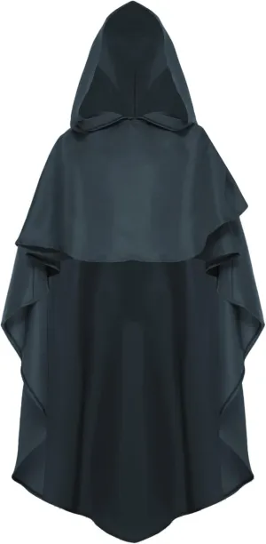 JEATHA Medieval Renaissance Hooded Cloak High-Low Robe Ponchos Capes for Kids Halloween Fancy Dress Up