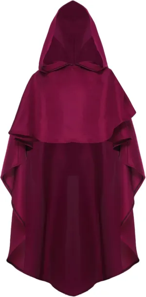 JEATHA Medieval Renaissance Hooded Cloak High-Low Robe Ponchos Capes for Kids Halloween Fancy Dress Up