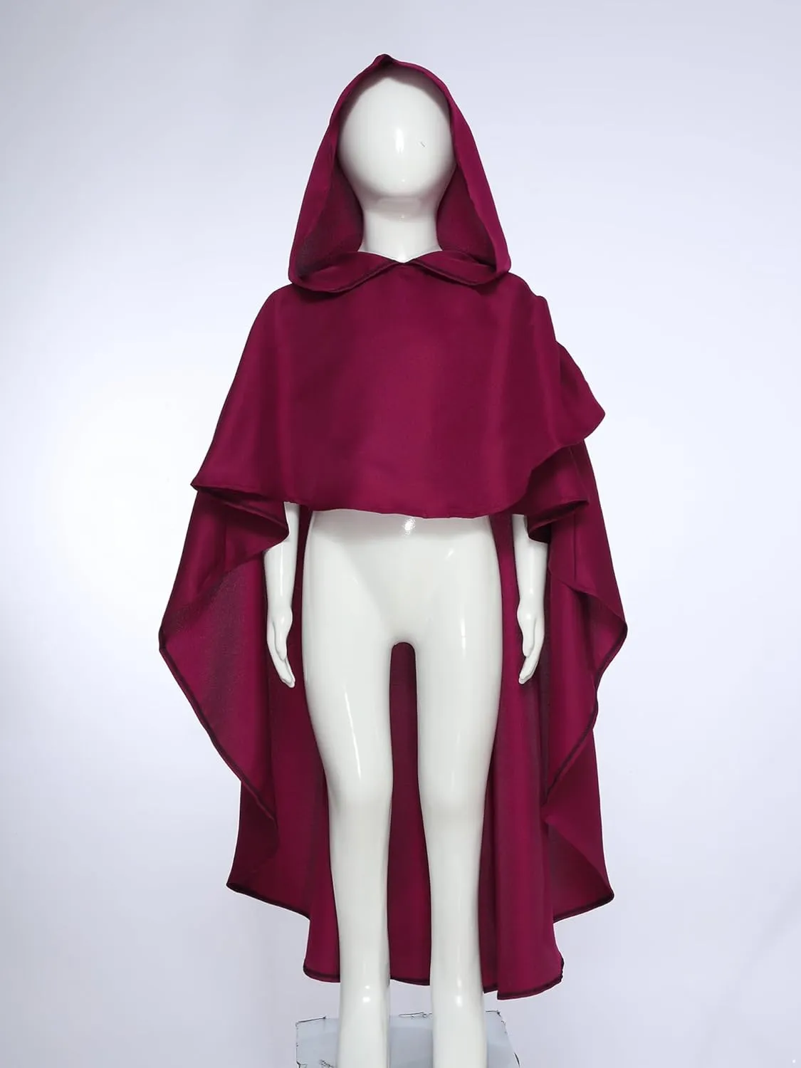 JEATHA Medieval Renaissance Hooded Cloak High-Low Robe Ponchos Capes for Kids Halloween Fancy Dress Up