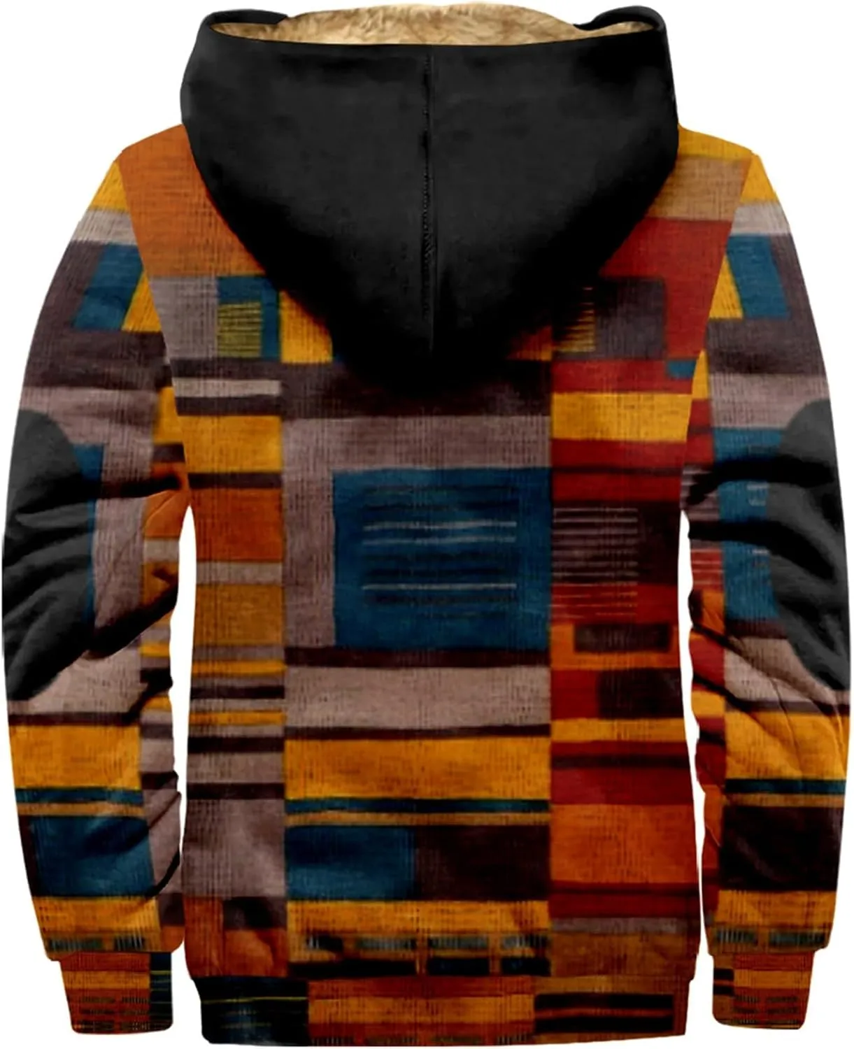 JJHAEVDY Mens Jacket Printed Full Zip Jacket Long Sleeve Fleece Lined Sweatshirt Loose Sports Hoodies Warm Hoodie with Pocket
