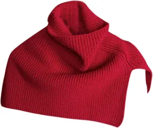 JOAU Women's Turtleneck Poncho Cloak Short Style Asymmetric Knitted Solid Color Slit Wrap Shawl Scarf for Holiday Travel