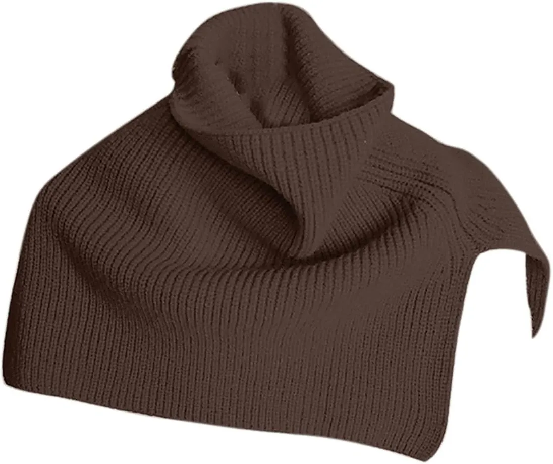 JOAU Women's Turtleneck Poncho Cloak Short Style Asymmetric Knitted Solid Color Slit Wrap Shawl Scarf for Holiday Travel