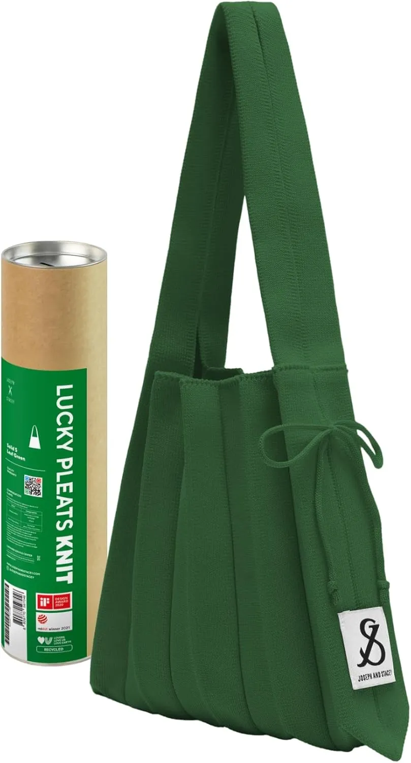 JOSEPH & STACEY Lucky Pleats Knit BagSolid S | Sustainable Foldable Women's Tote Bag | Lightweight Minimalist Everyday Bag
