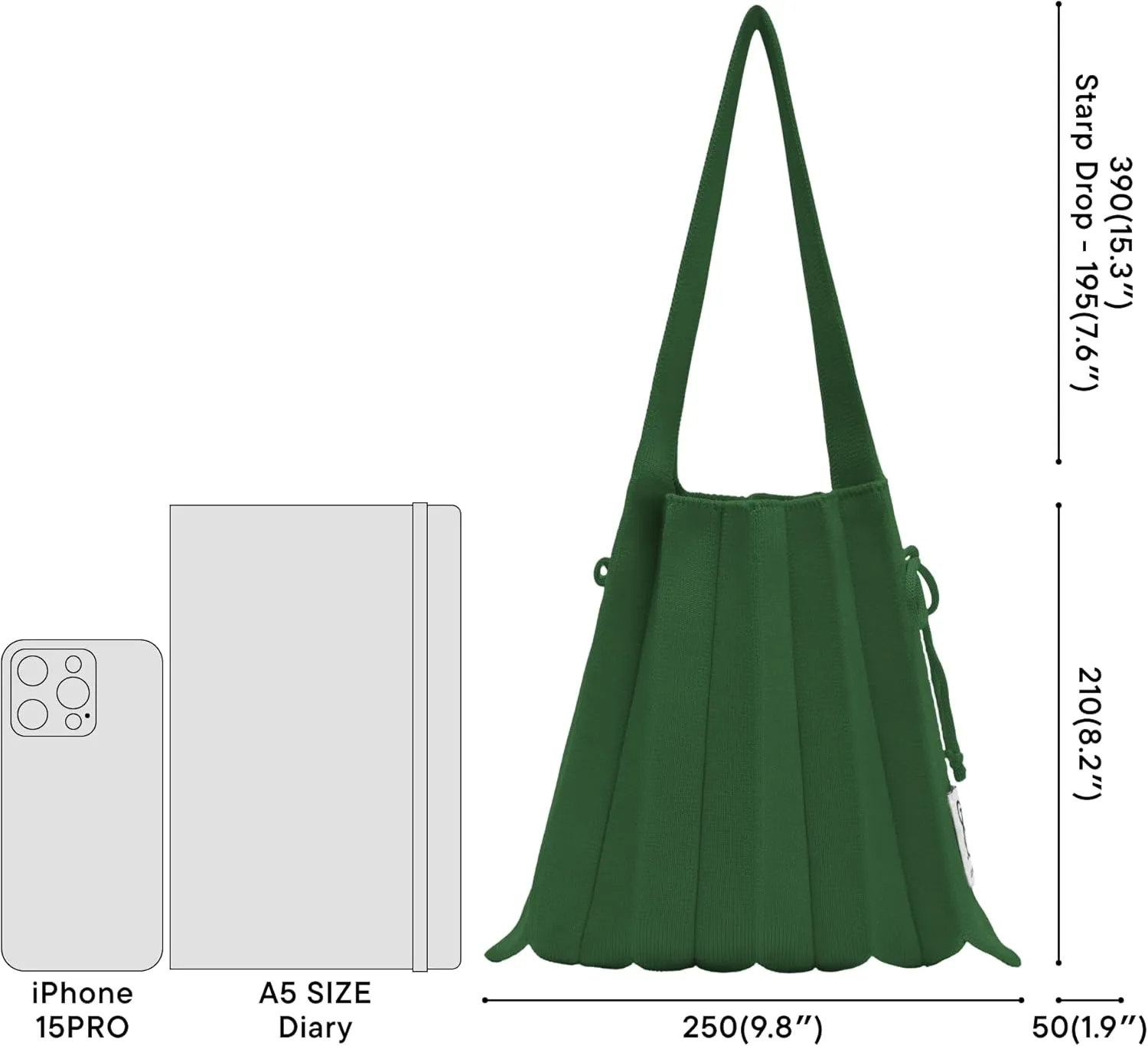 JOSEPH & STACEY Lucky Pleats Knit BagSolid S | Sustainable Foldable Women's Tote Bag | Lightweight Minimalist Everyday Bag