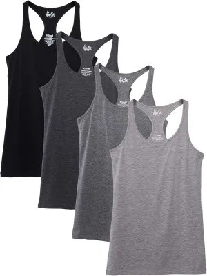 Kalon Women's 4-Pack Racerback Shelf Bra Camisole Base Layer