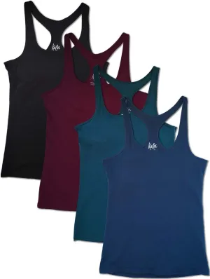 Kalon Women's 4-Pack Racerback Shelf Bra Camisole Base Layer