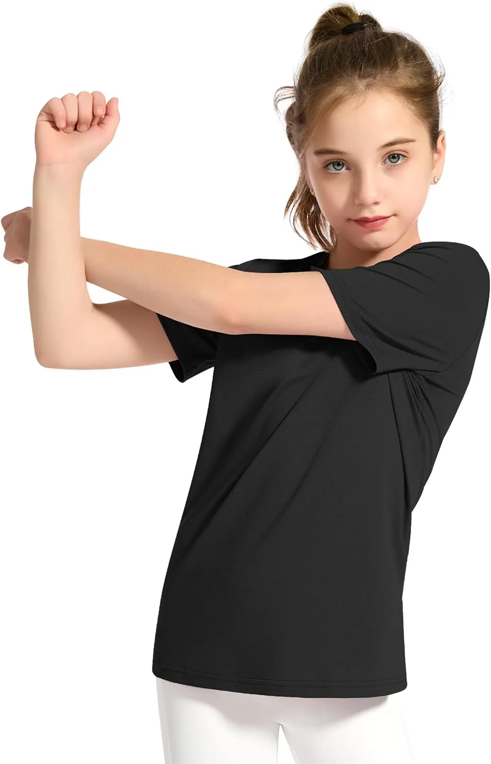 KEREDA Girls Athletic Shirts Quick Dry Short Sleeve Crew Neck T Shirts, Summer UPF 50  Tee Tops for Teen Girls 3 Pack