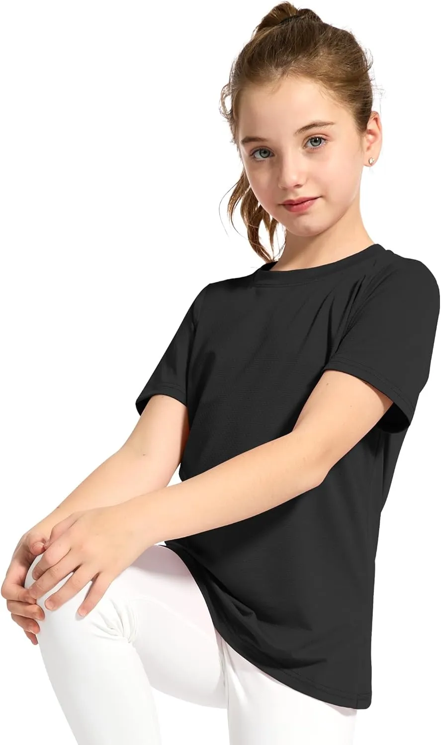 KEREDA Girls Athletic Shirts Quick Dry Short Sleeve Crew Neck T Shirts, Summer UPF 50  Tee Tops for Teen Girls 3 Pack