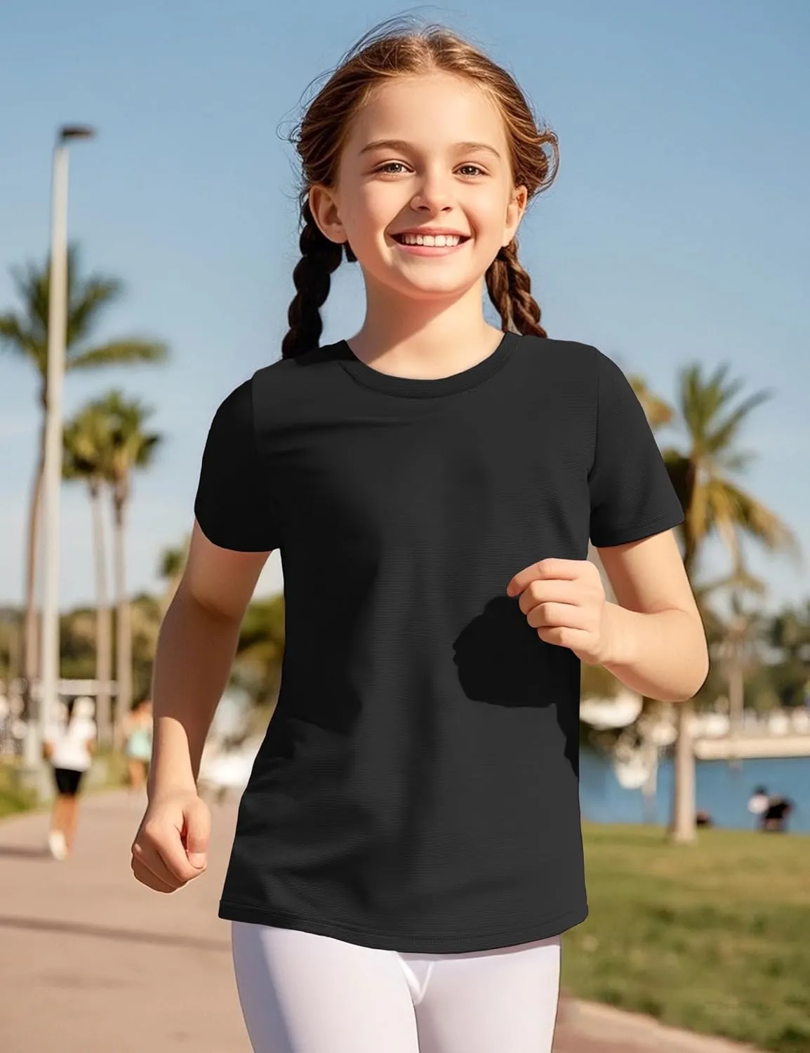 KEREDA Girls Athletic Shirts Quick Dry Short Sleeve Crew Neck T Shirts, Summer UPF 50  Tee Tops for Teen Girls 3 Pack