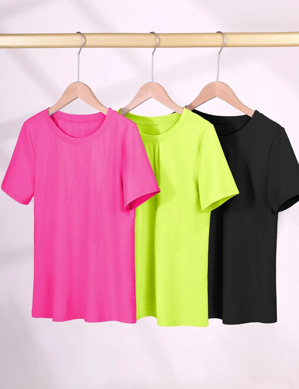 KEREDA Girls Athletic Shirts Quick Dry Short Sleeve Crew Neck T Shirts, Summer UPF 50  Tee Tops for Teen Girls 3 Pack