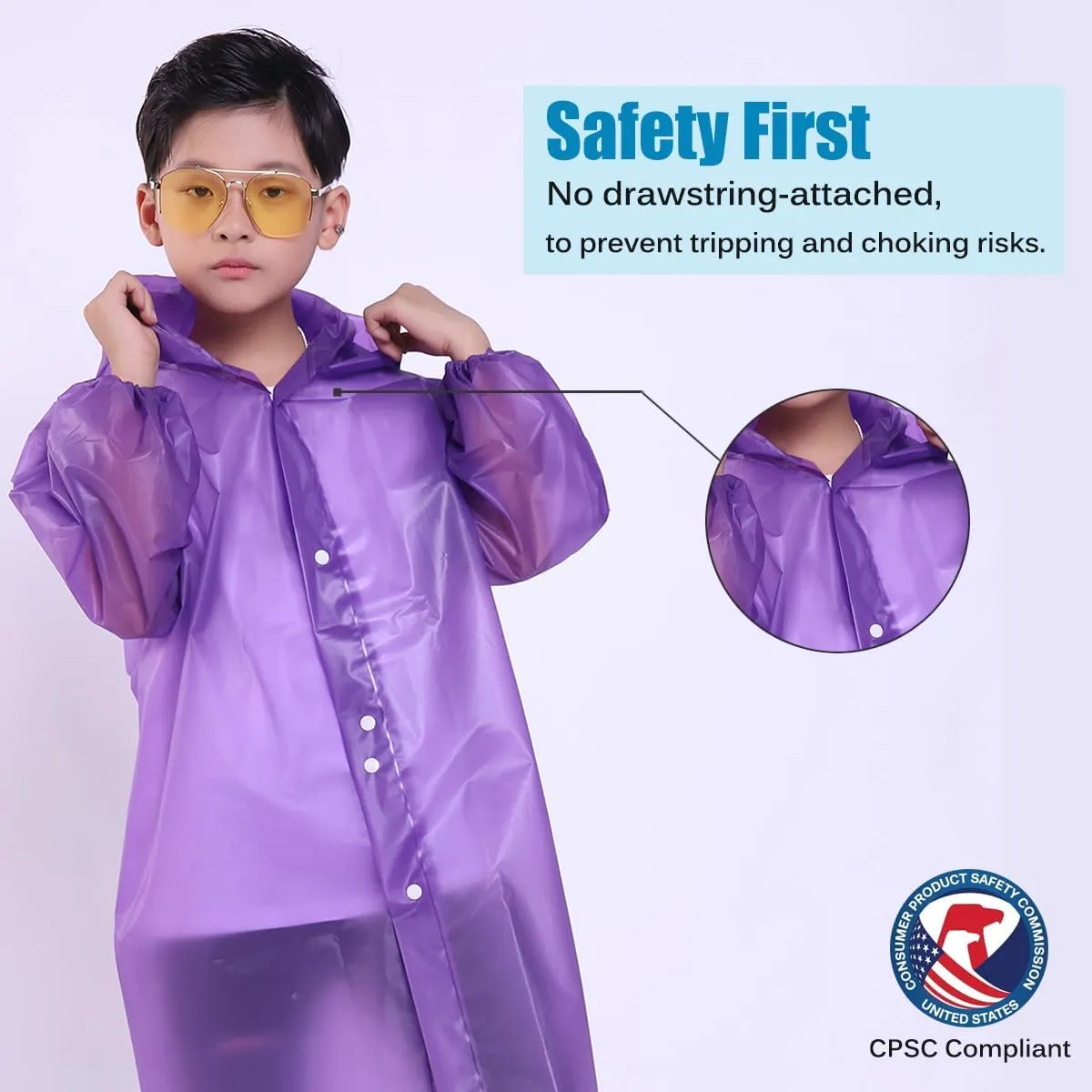 Kids Rain Jacket, 2 Pack Rain Ponchos for Kids - Reusable Raincoats for Boys and Girls Waterproof Outdoor Rain Gear