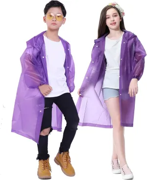 Kids Rain Jacket, 2 Pack Rain Ponchos for Kids - Reusable Raincoats for Boys and Girls Waterproof Outdoor Rain Gear