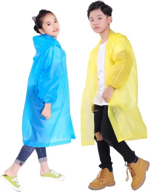 Kids Rain Jacket, 2 Pack Rain Ponchos for Kids - Reusable Raincoats for Boys and Girls Waterproof Outdoor Rain Gear