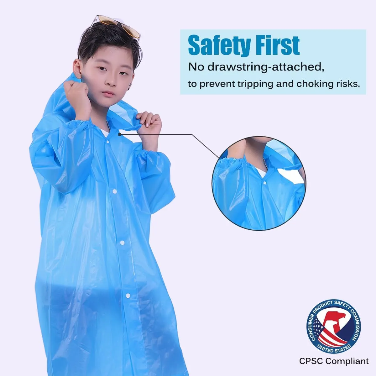 Kids Rain Jacket, 2 Pack Rain Ponchos for Kids - Reusable Raincoats for Boys and Girls Waterproof Outdoor Rain Gear