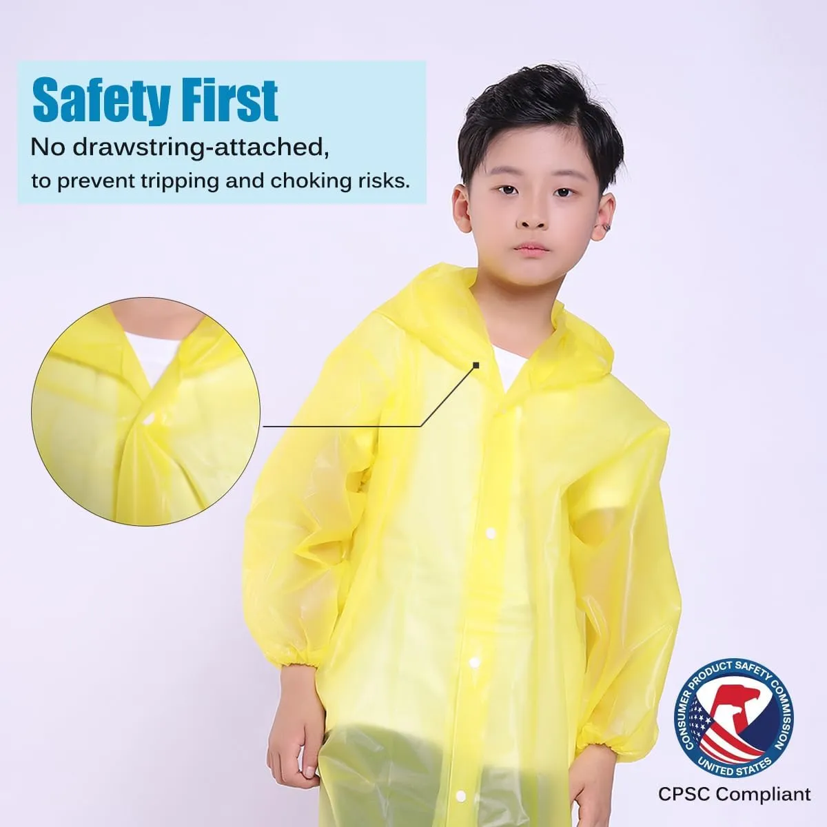 Kids Rain Jacket, 2 Pack Rain Ponchos for Kids - Reusable Raincoats for Boys and Girls Waterproof Outdoor Rain Gear