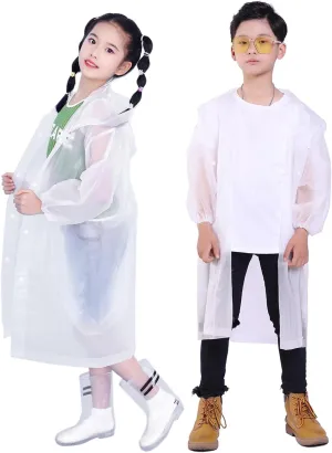 Kids Rain Jacket, 2 Pack Rain Ponchos for Kids - Reusable Raincoats for Boys and Girls Waterproof Outdoor Rain Gear