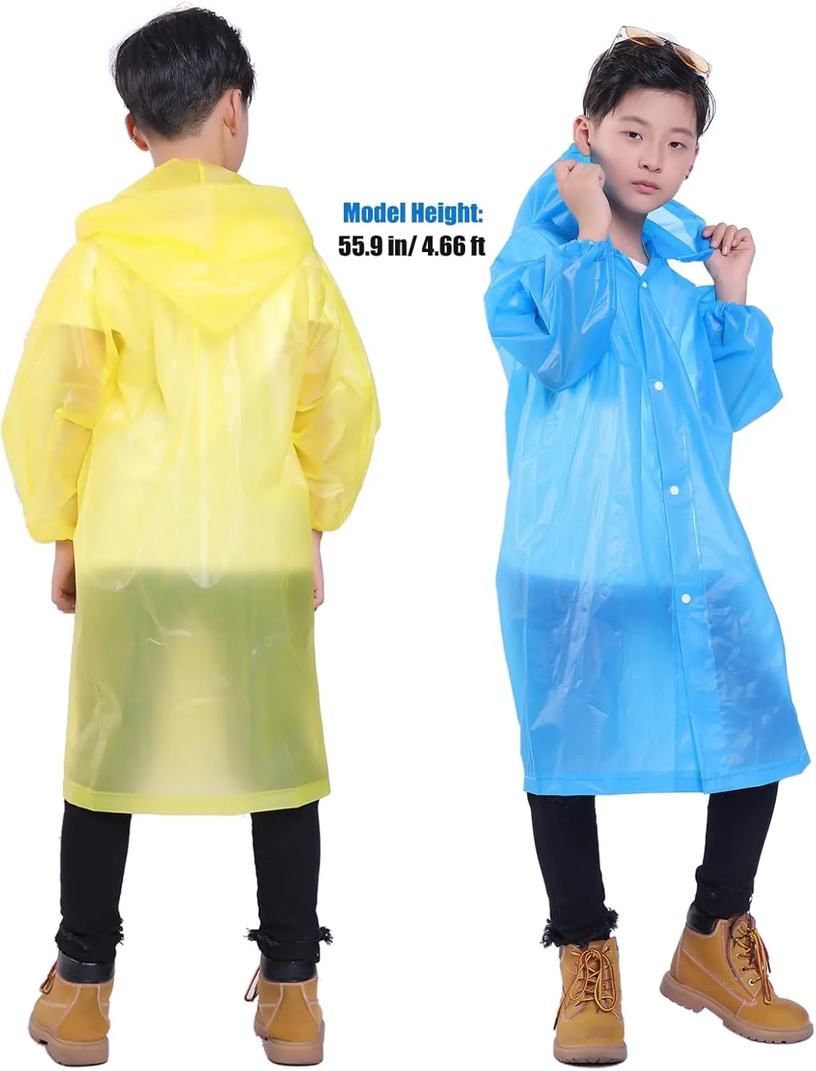 Kids Rain Jacket, 2 Pack Rain Ponchos for Kids - Reusable Raincoats for Boys and Girls Waterproof Outdoor Rain Gear
