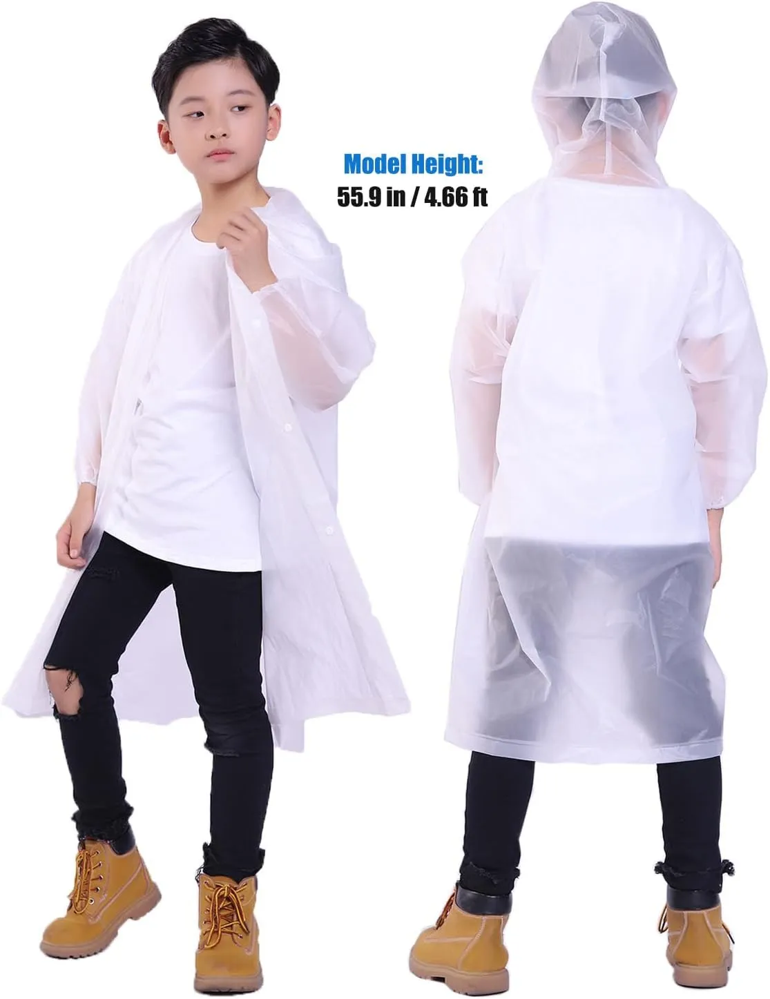 Kids Rain Jacket, 2 Pack Rain Ponchos for Kids - Reusable Raincoats for Boys and Girls Waterproof Outdoor Rain Gear