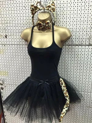 Ladies Cat Women Fancy Dress Petticoat Tutu Skirt Vest Headband Bow Tie Tail Set