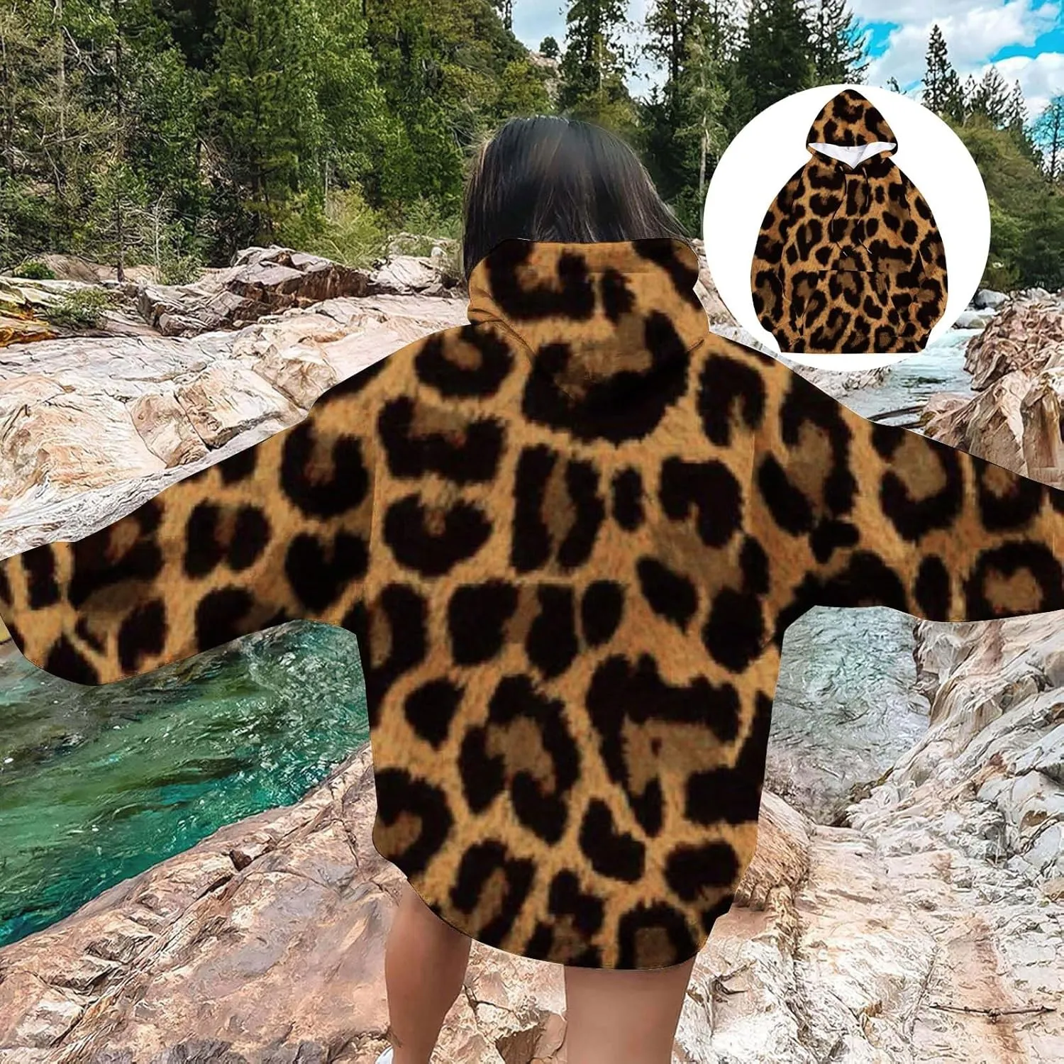 Leopard Sweatshirt for Women Fall Fashion 2024 Oversized Leopard Print Top Oversized Long Sleeve Crew