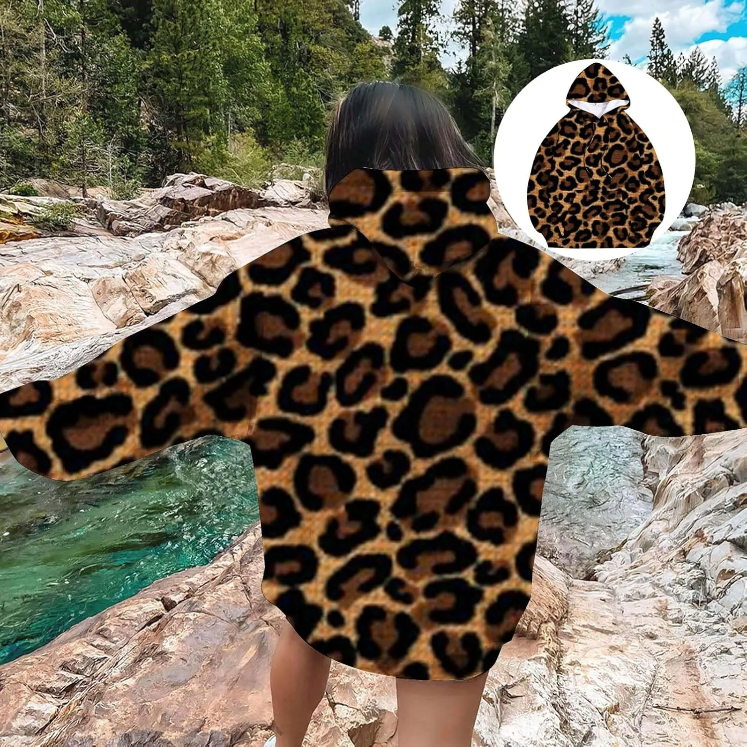 Leopard Sweatshirt for Women Fall Fashion 2024 Oversized Leopard Print Top Oversized Long Sleeve Crew