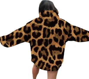 Leopard Sweatshirt for Women Fall Fashion 2024 Oversized Leopard Print Top Oversized Long Sleeve Crew