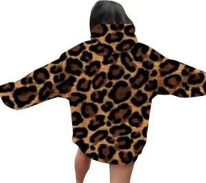 Leopard Sweatshirt for Women Fall Fashion 2024 Oversized Leopard Print Top Oversized Long Sleeve Crew