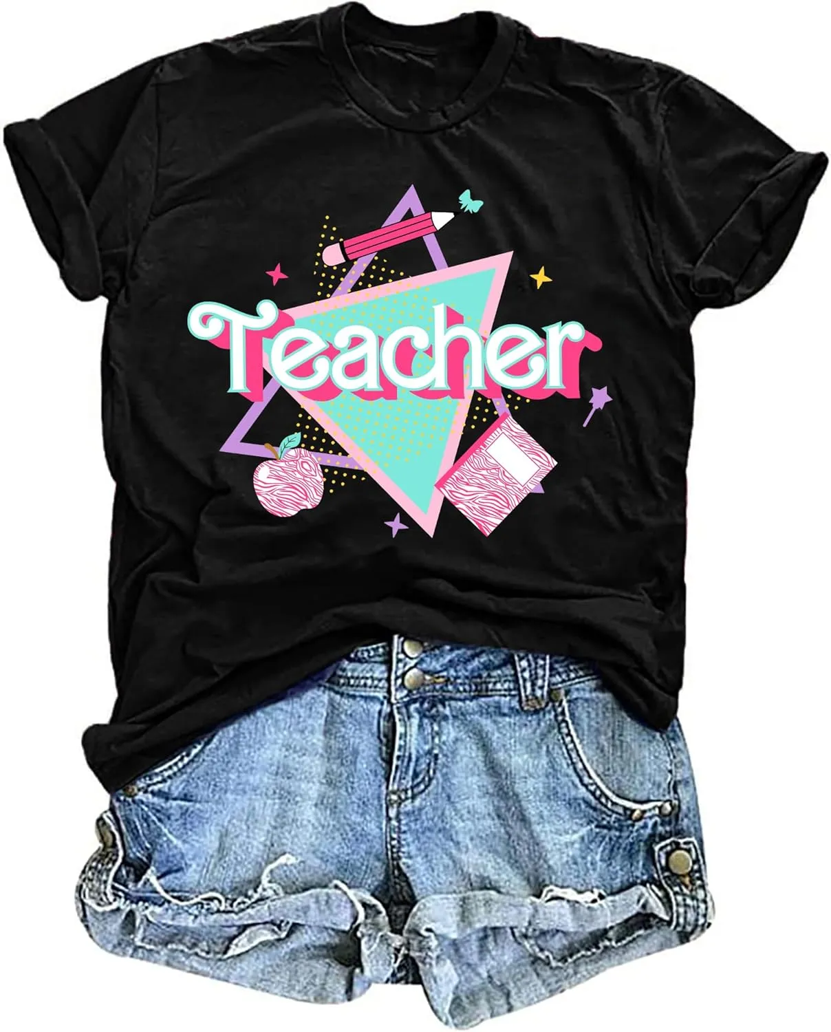 LHBNK Teacher Shirts Women ABCD Teacher Tshirt Teacher Life Shirt Tops Back to School Gifts Casual Summer Tops