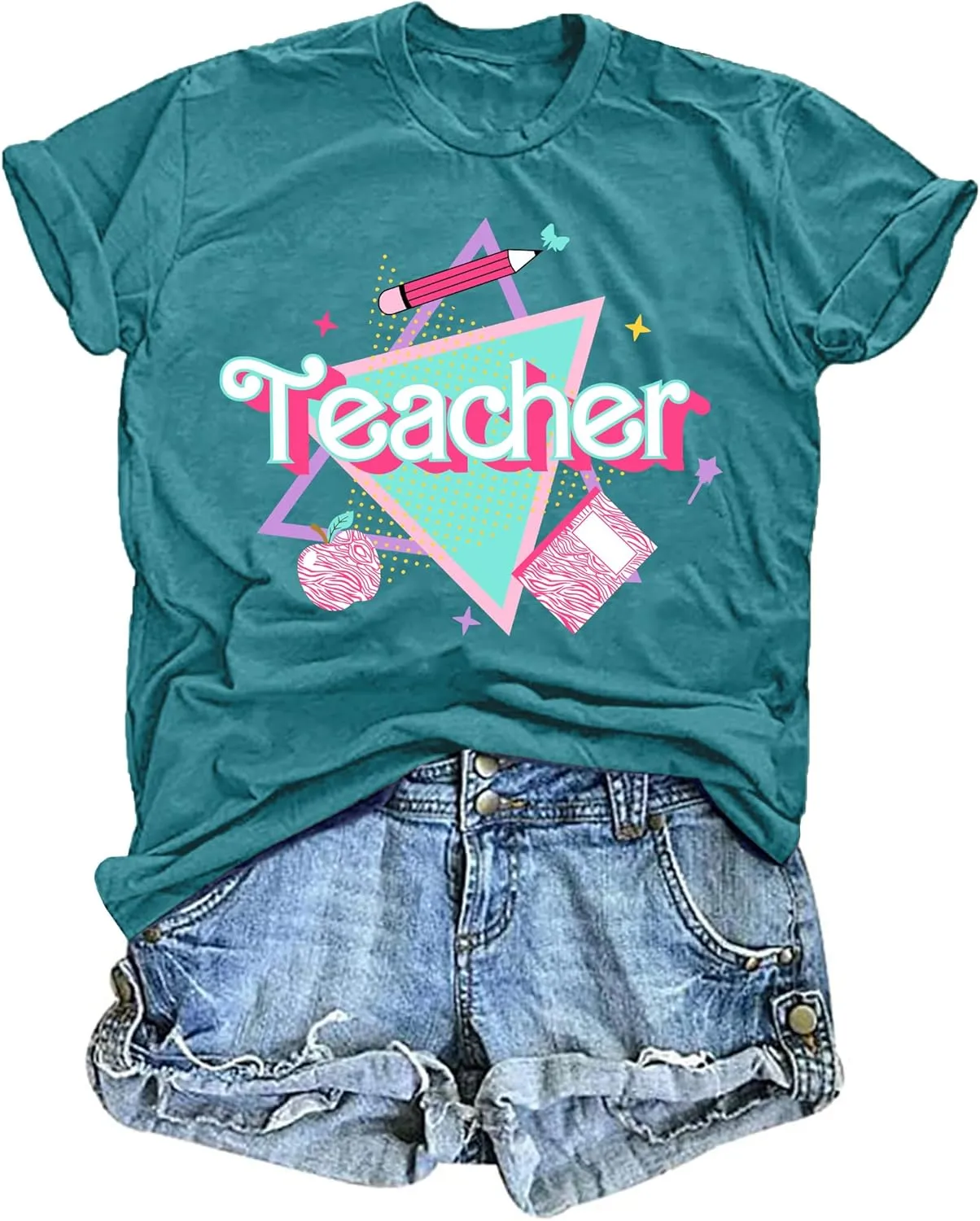 LHBNK Teacher Shirts Women ABCD Teacher Tshirt Teacher Life Shirt Tops Back to School Gifts Casual Summer Tops