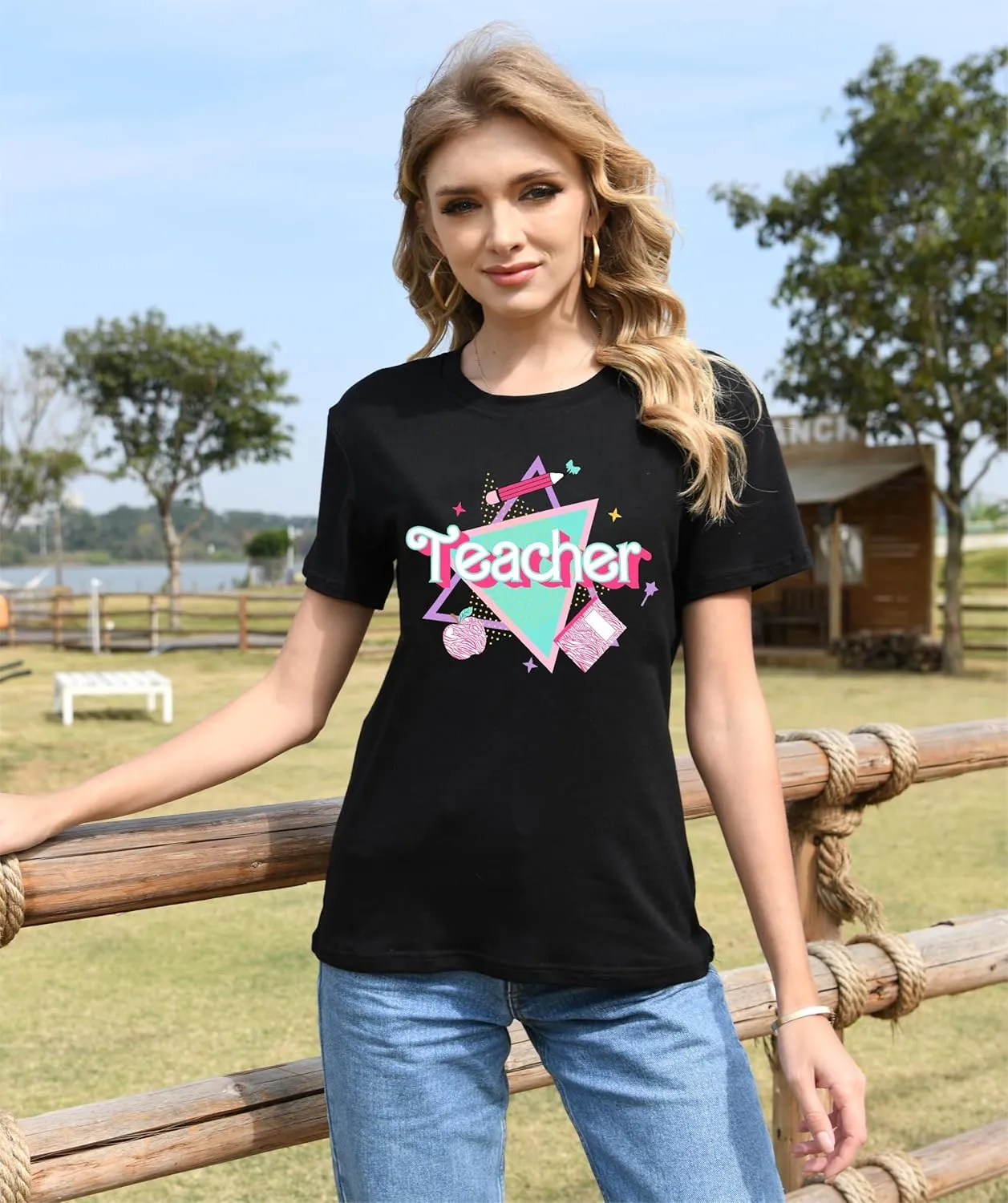 LHBNK Teacher Shirts Women ABCD Teacher Tshirt Teacher Life Shirt Tops Back to School Gifts Casual Summer Tops