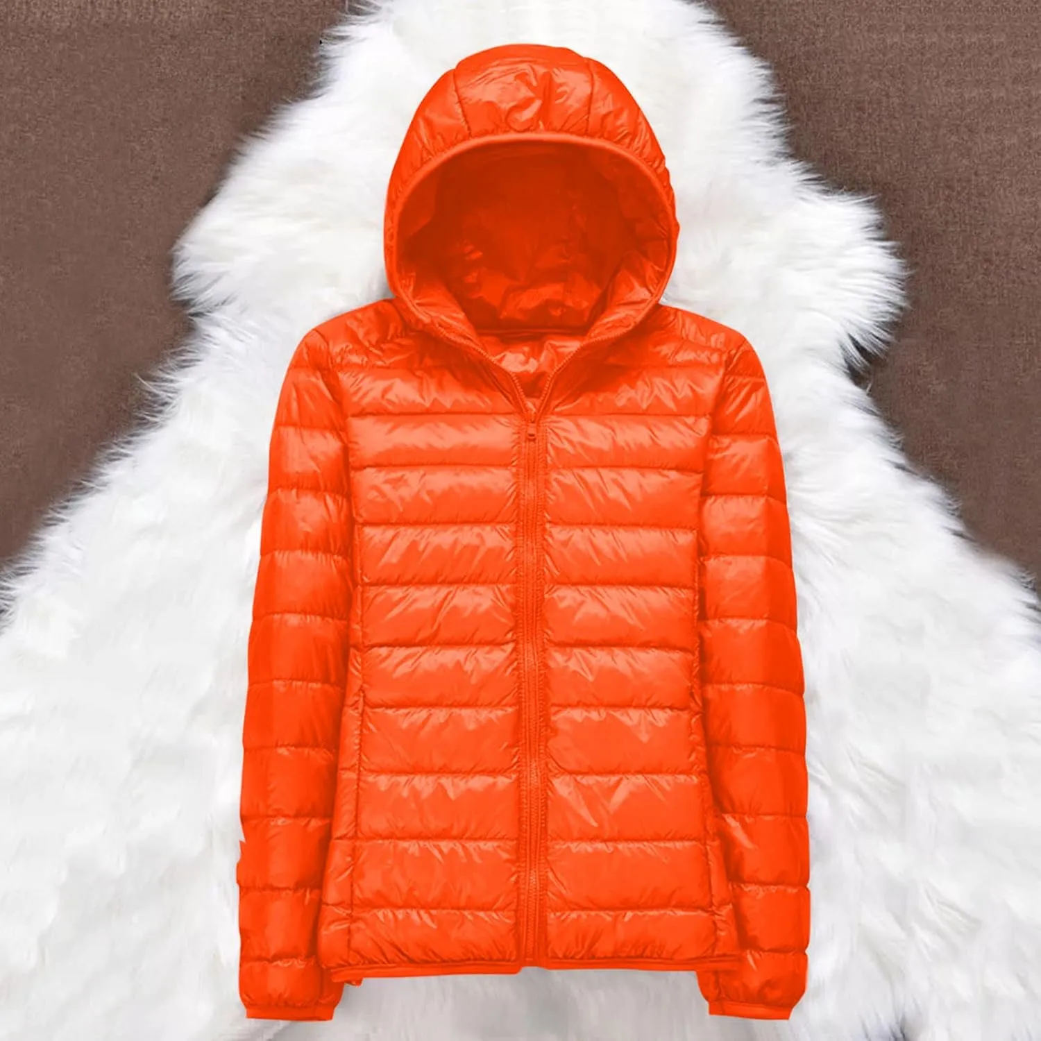 Light Jackets for Women Warm Hooded Down Jacket Packable Short Fall Jacket Zip Cardigan Winter Coats with Pockets