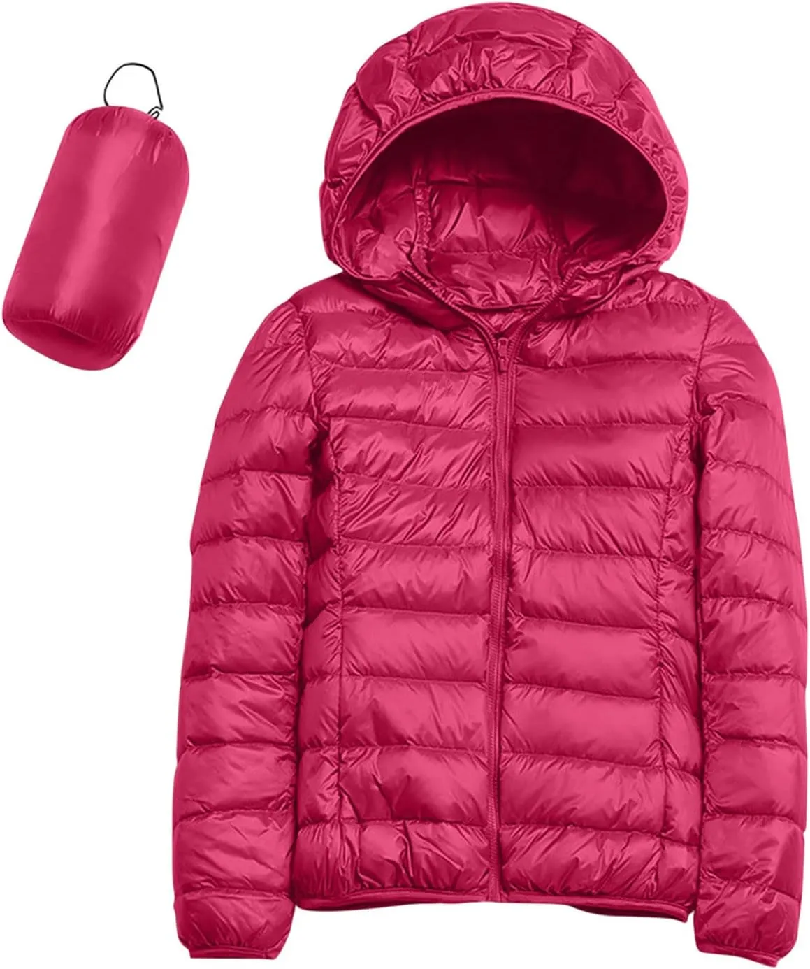 Light Jackets for Women Warm Hooded Down Jacket Packable Short Fall Jacket Zip Cardigan Winter Coats with Pockets