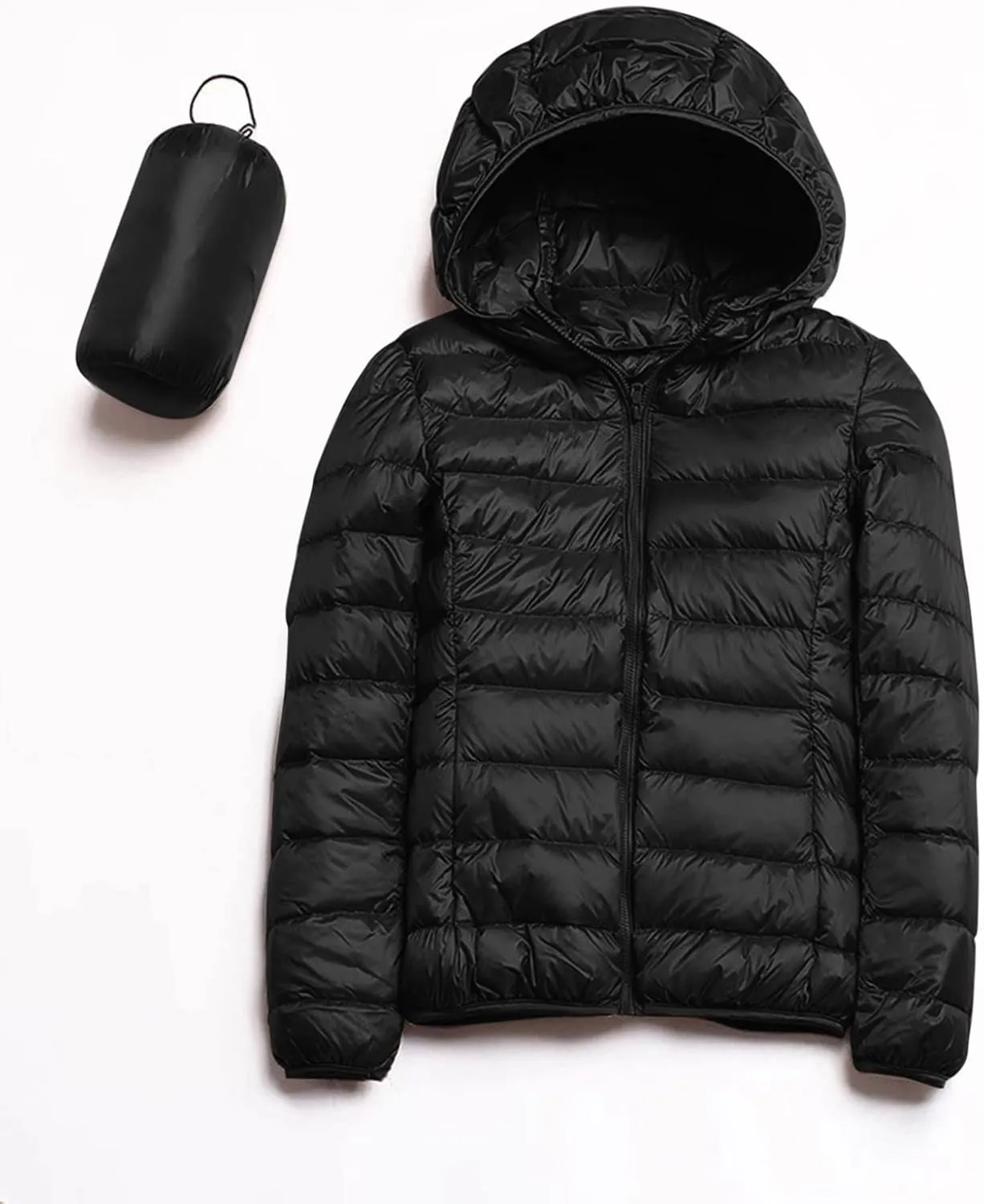 Light Jackets for Women Warm Hooded Down Jacket Packable Short Fall Jacket Zip Cardigan Winter Coats with Pockets