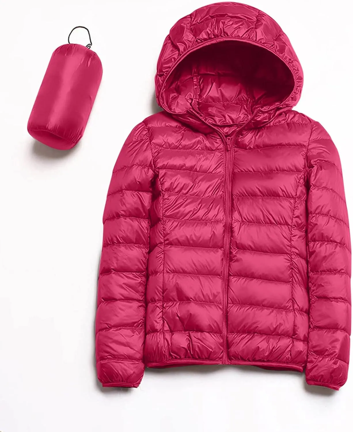 Light Jackets for Women Warm Hooded Down Jacket Packable Short Fall Jacket Zip Cardigan Winter Coats with Pockets