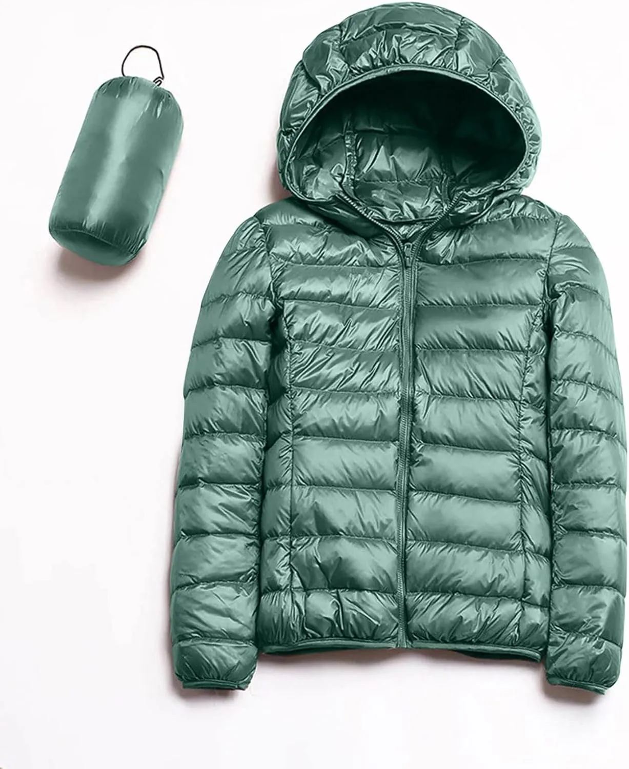 Light Jackets for Women Warm Hooded Down Jacket Packable Short Fall Jacket Zip Cardigan Winter Coats with Pockets