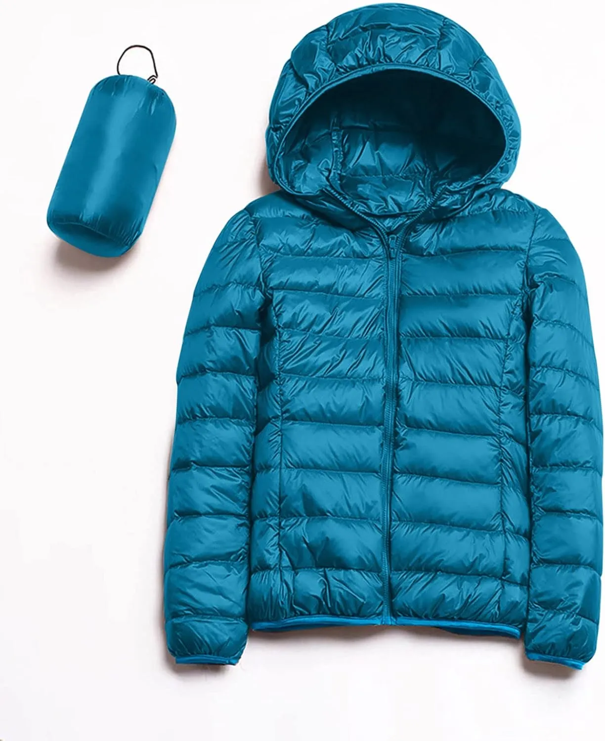 Light Jackets for Women Warm Hooded Down Jacket Packable Short Fall Jacket Zip Cardigan Winter Coats with Pockets