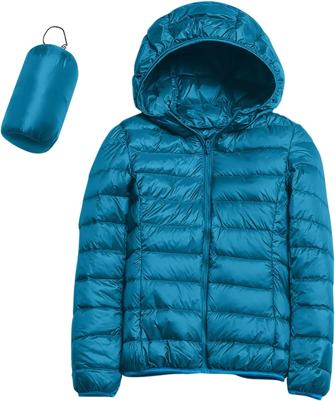 Light Jackets for Women Warm Hooded Down Jacket Packable Short Fall Jacket Zip Cardigan Winter Coats with Pockets