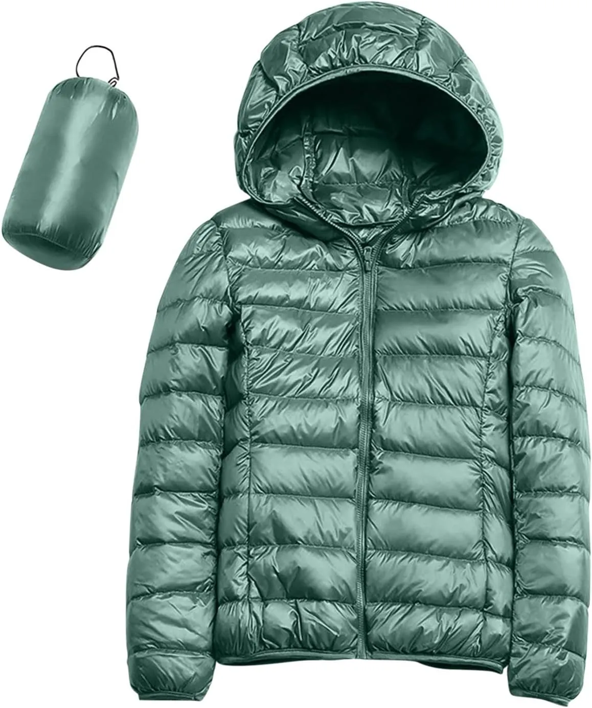 Light Jackets for Women Warm Hooded Down Jacket Packable Short Fall Jacket Zip Cardigan Winter Coats with Pockets