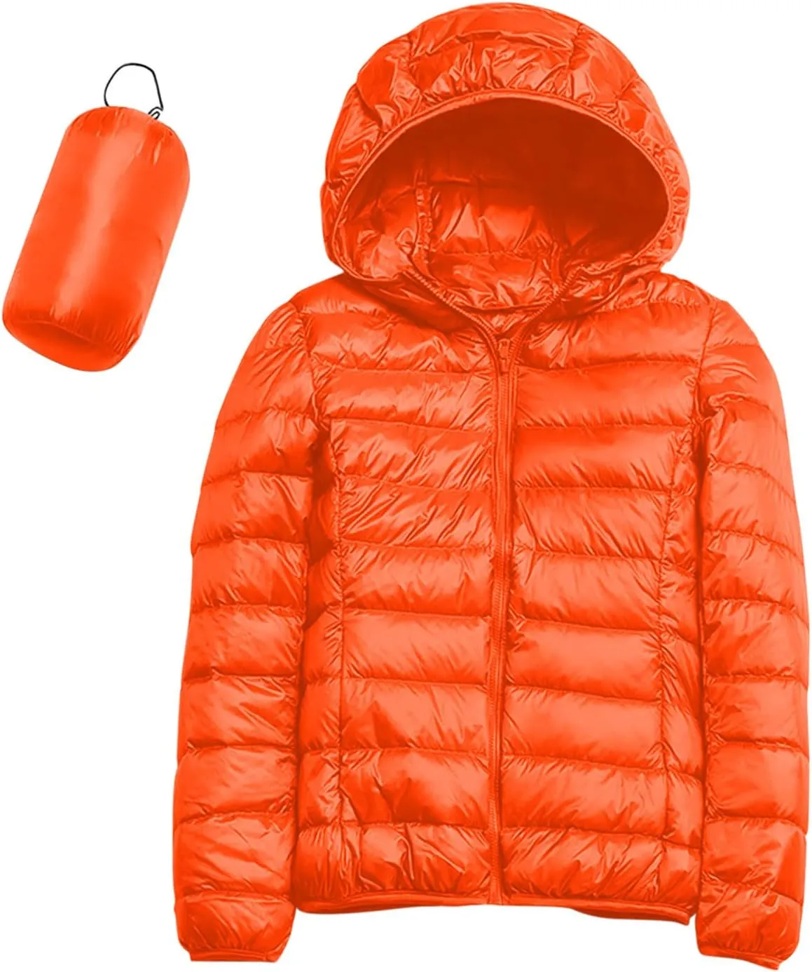 Light Jackets for Women Warm Hooded Down Jacket Packable Short Fall Jacket Zip Cardigan Winter Coats with Pockets