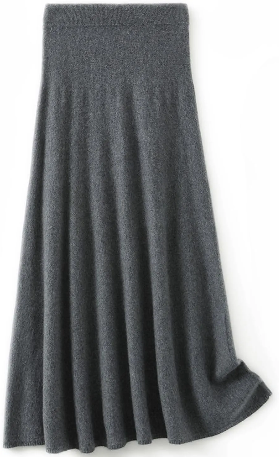 Long Skirt Women's Fall Winter 100% Merino Wool Knitted Skirt Ribbed Elastic Solid Warm Sweater Skirts