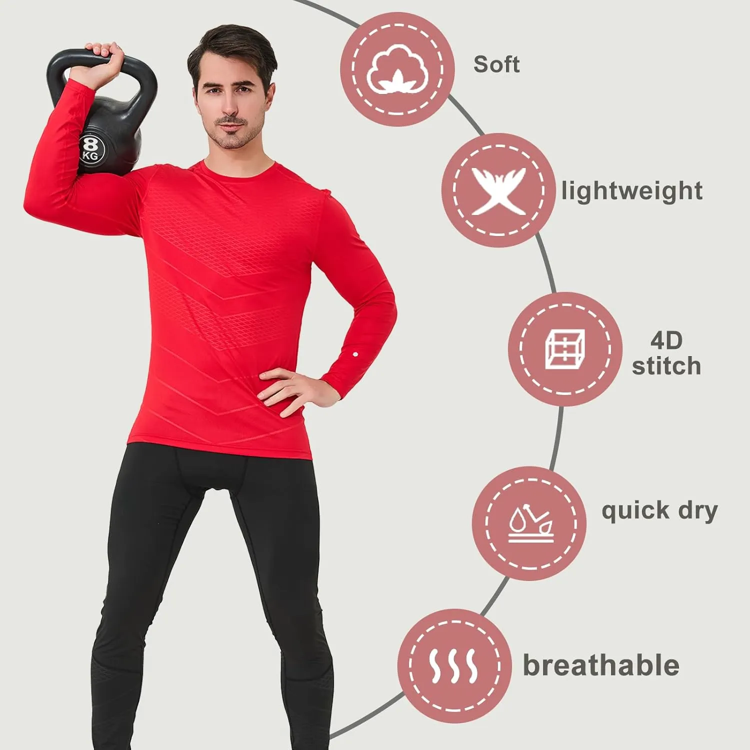 Long Sleeve Undershirt Men Compression Shirts &Workout Shirt Set for Adult Men&Women, Athletic Base Layer