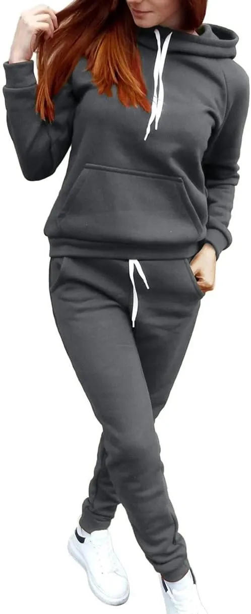 Lounge Sets for Women 2024 Long Sleeve V Neck Comfy Fall Hoodie Sweatshirt Long Pants Outfits
