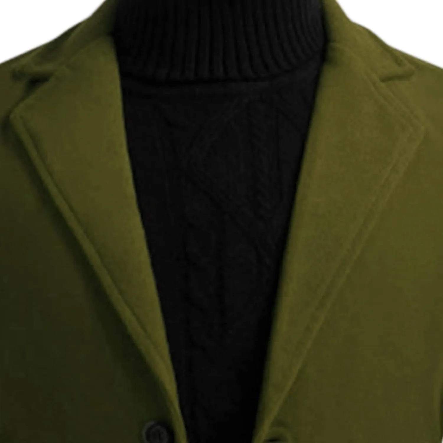 Maiyifu-GJ Men's Wool Blend Trench Coats Mid-Length Notched Collar Slim Overcoat Casual Business Single Breasted Long Jackets