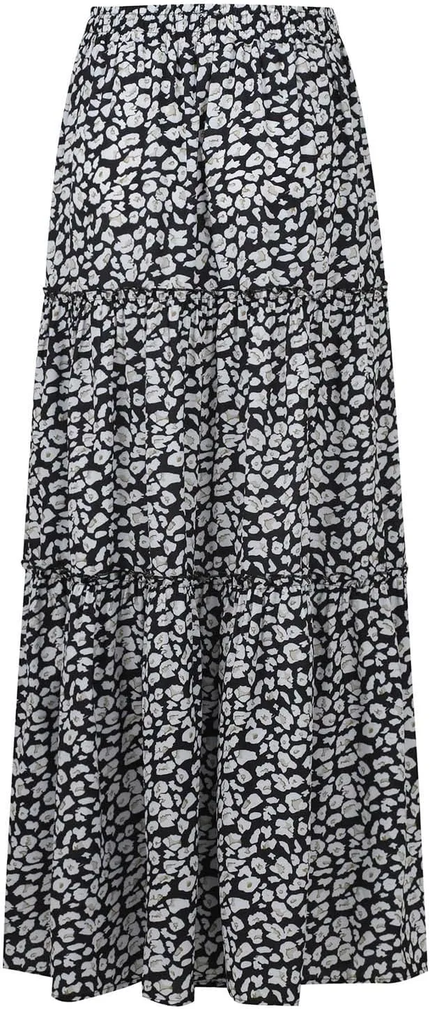 Maxi Skirts,Pleated Flowy Long Skirts for Women 2025 High Waisted Womens Boho Maxi Skirt with Pockets Trendy