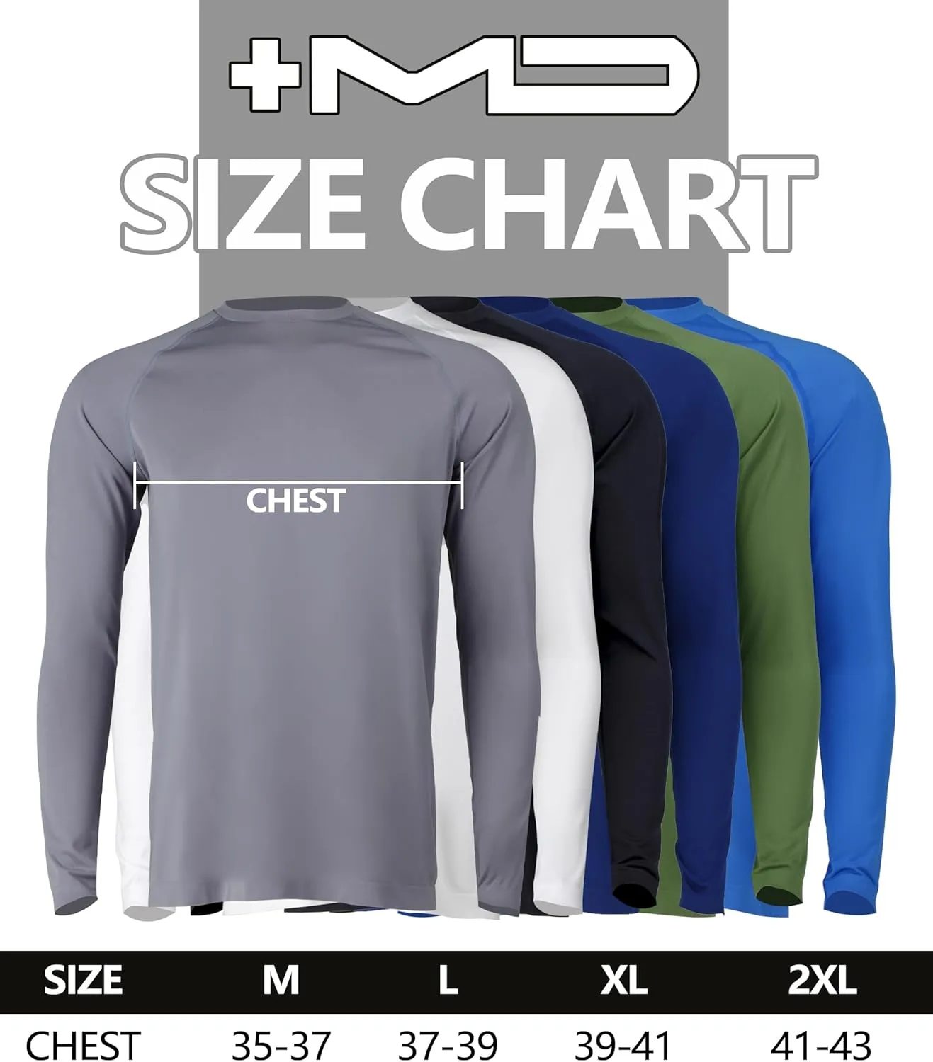  MD Long Sleeve Shirts for Men, Quick Dry, Moisture Wicking T-Shirts for Gym, Workout, Running, Lightweight Crew Base Layer